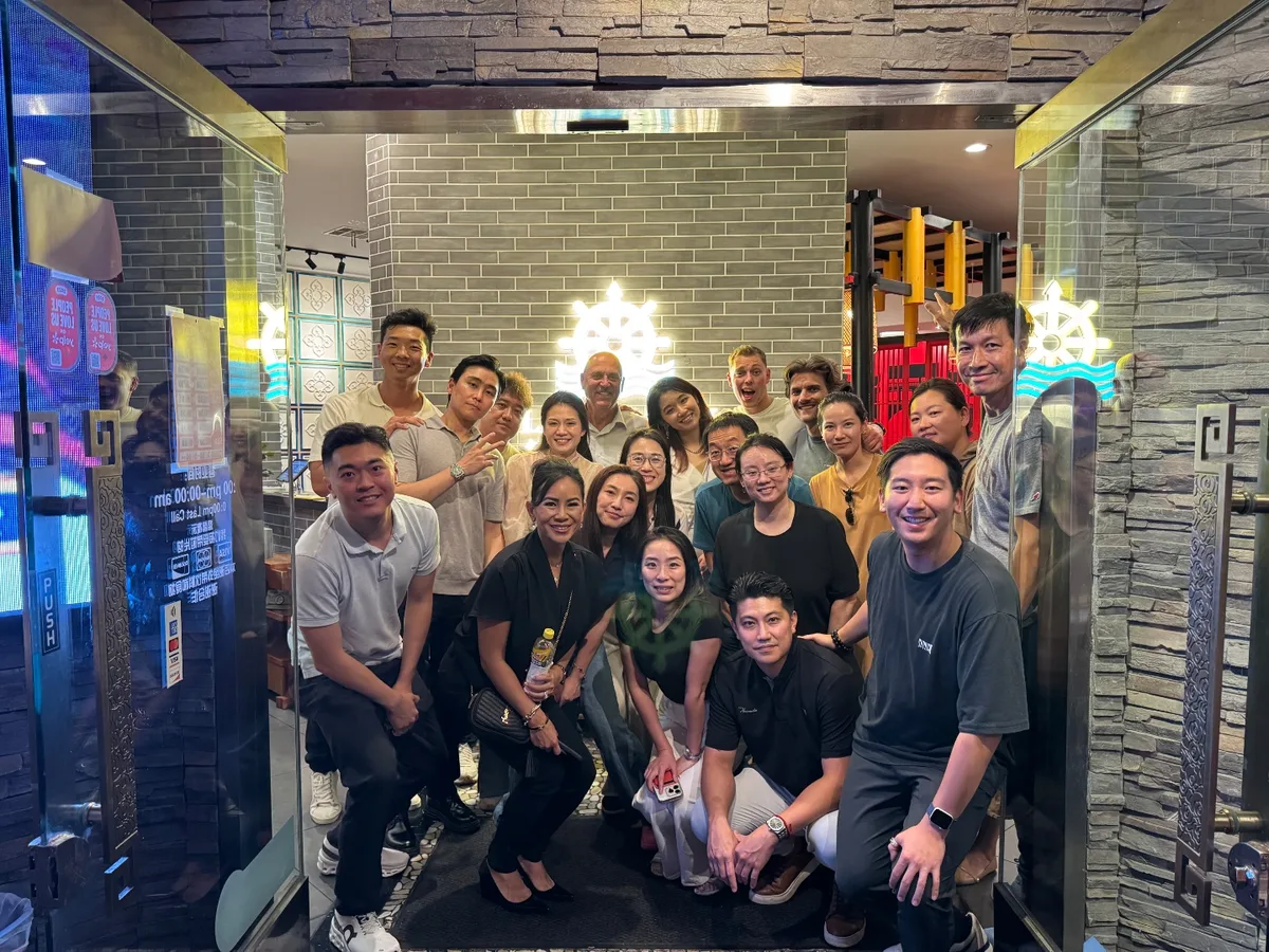 MOM dinner group photo at restaurant